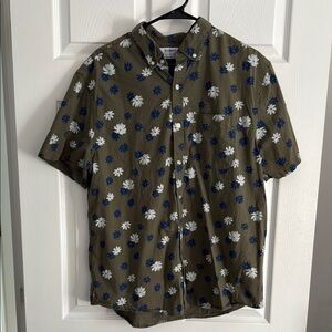 Men's Olive Green Floral Shirt